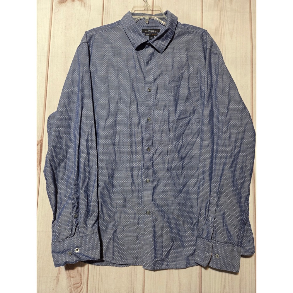Marc Anthony Mens XXL Blue White Micro Dot Luxury Slim Fit Button Down Shirt
